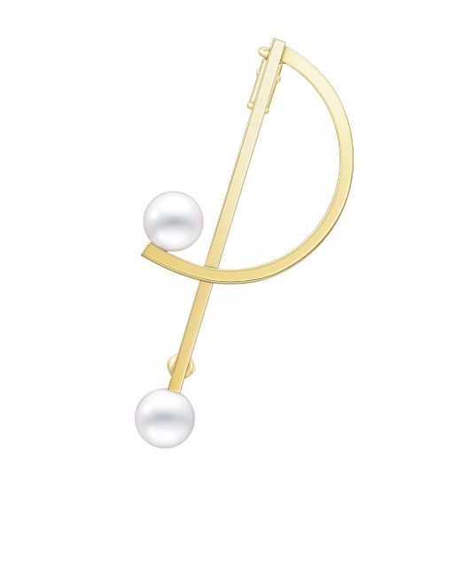 Tasaki 18kt yellow Collection Line Kinetic pearl brooch