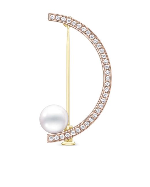 Tasaki 18kt yellow and rose Collection Line Kinetic diamond pearl brooch