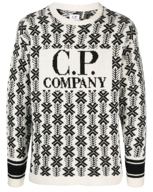 CP Company intarsia-knit logo virgin-wool sweater