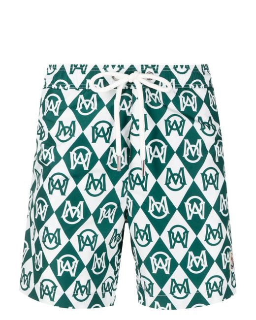 Moncler monogram-print swim shorts