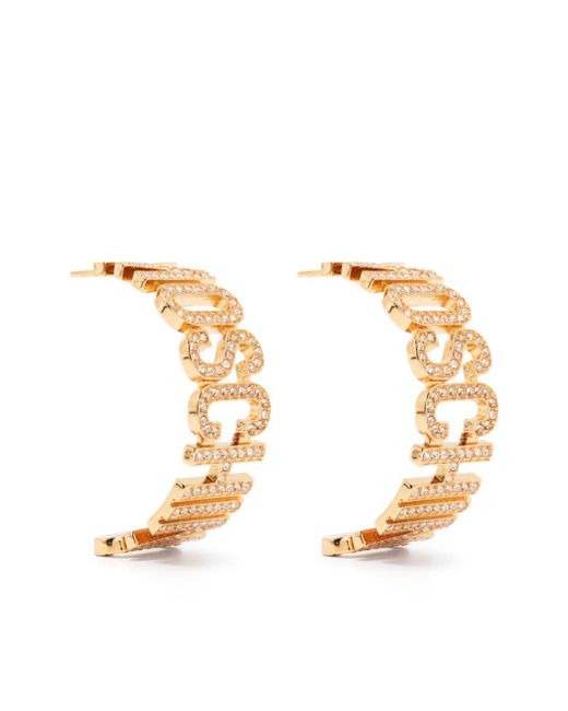 Moschino rhinestone-embellished half-hoop earrings
