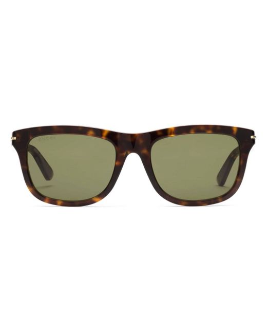 Gucci tortoiseshell-effect rectangular-frame sunglasses
