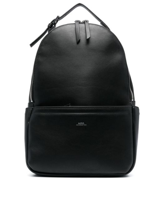 A.P.C. logo-stamp faux-leather backpack