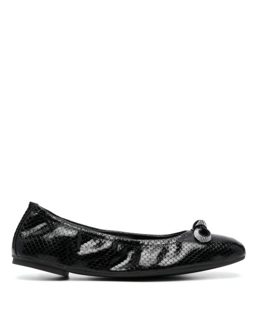 Stuart Weitzman Bow python-print ballerina shoes