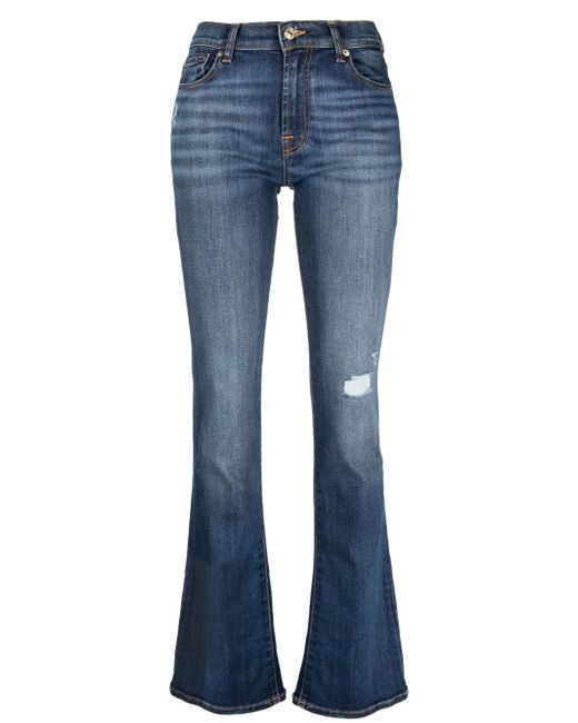 7 For All Mankind mid-rise straight-leg ripped jeans