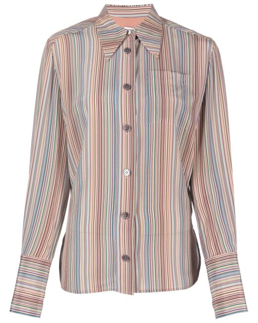 Paul Smith chest-pocket striped silk shirt