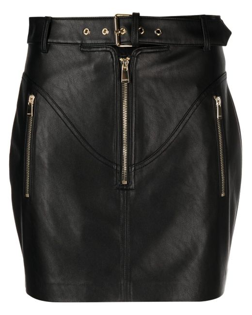 Pinko belted faux-leather miniskirt