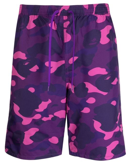 A Bathing Ape camouflage-pattern drawstring shorts
