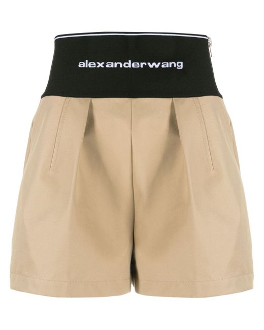 Alexander Wang logo-waist pleated shorts