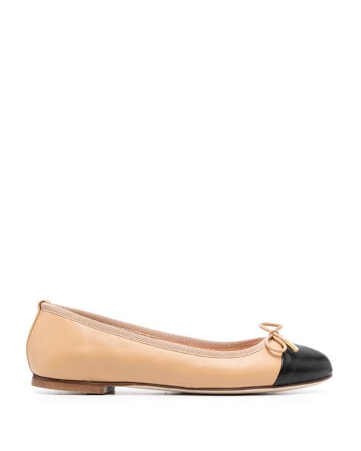Scarosso contrasting-toecap leather ballerina shoes