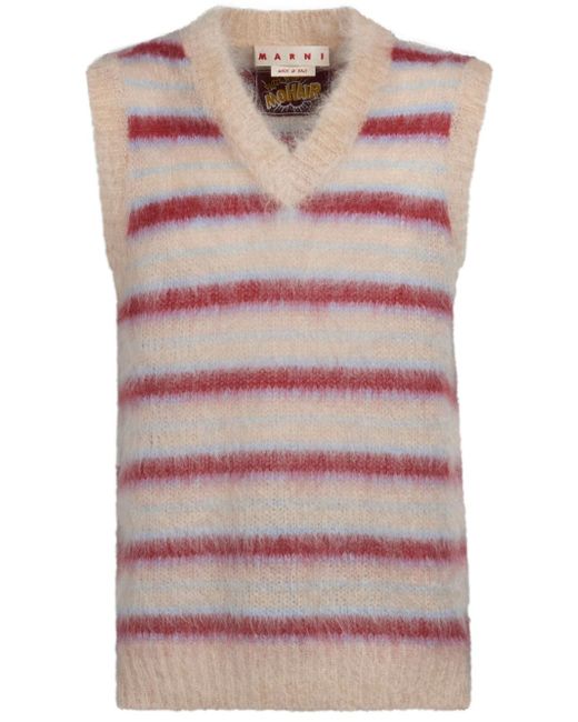 Marni striped brushed-finish knitted vest