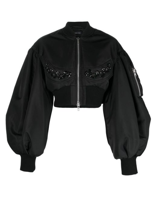Simone Rocha crystal-embellished cropped bomber jacket