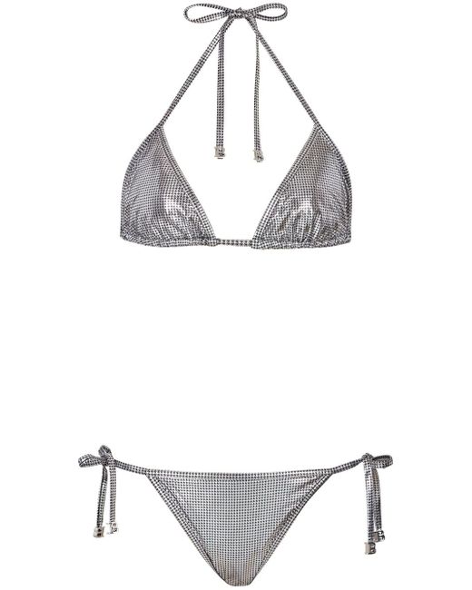 Balmain metallic-finish bikini set