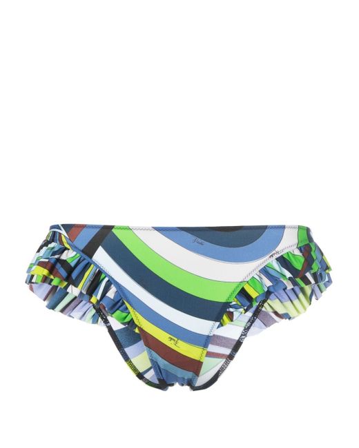 Pucci graphic-print ruffled bikini bottoms