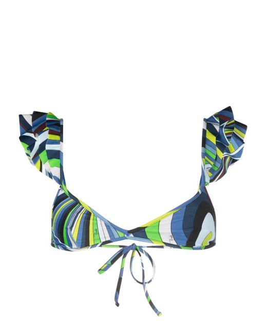 Pucci ruffled-straps bikini top