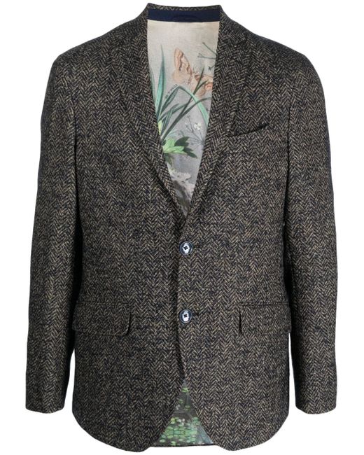 Etro herringbone-pattern buttoned blazer