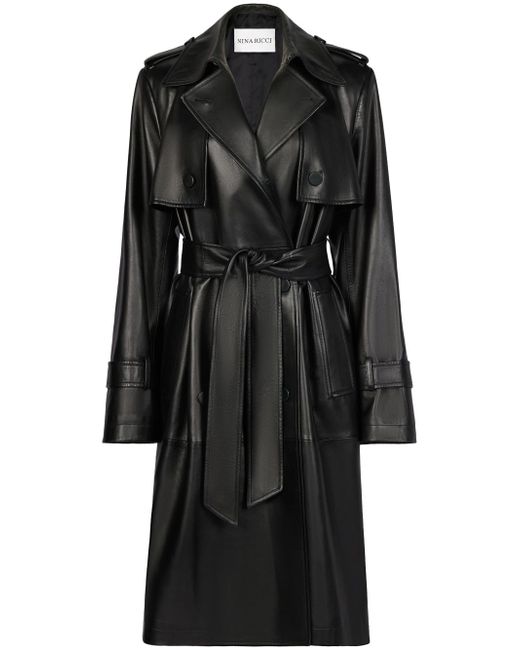 Nina Ricci belted-waist leather trench coat