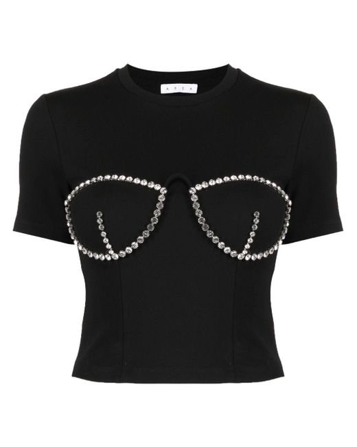 Area bustier-style crystal-embellished T-shirt