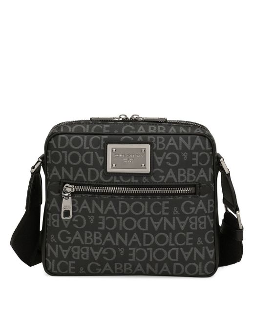 Dolce & Gabbana logo-print jacquard zipped shoulder bag