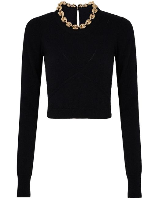Paco Rabanne chain-link ribbed knitted top
