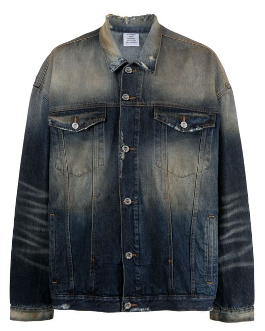 Vetements distressed-effect stonewashed denim jacket