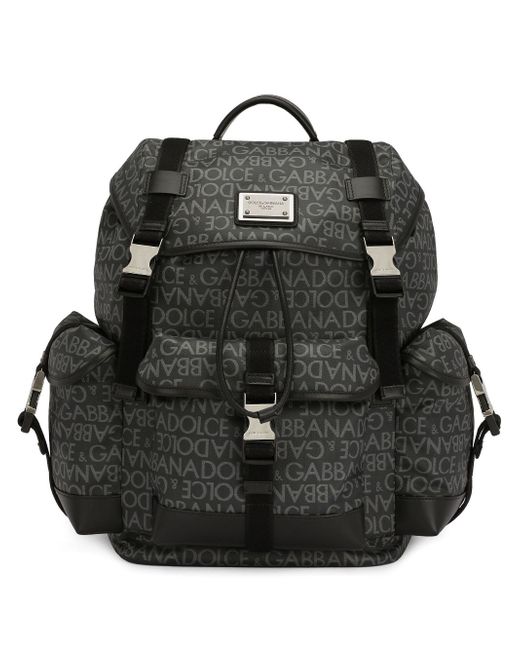 Dolce & Gabbana logo jacquard buckled backpack