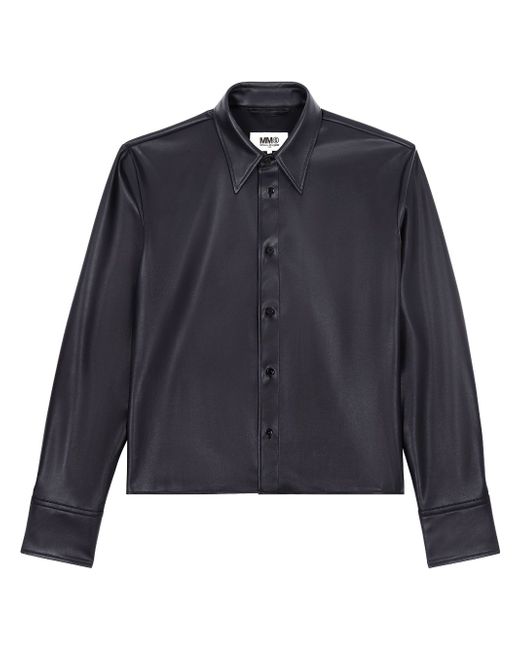 Mm6 Maison Margiela long-sleeve faux-leather shirt