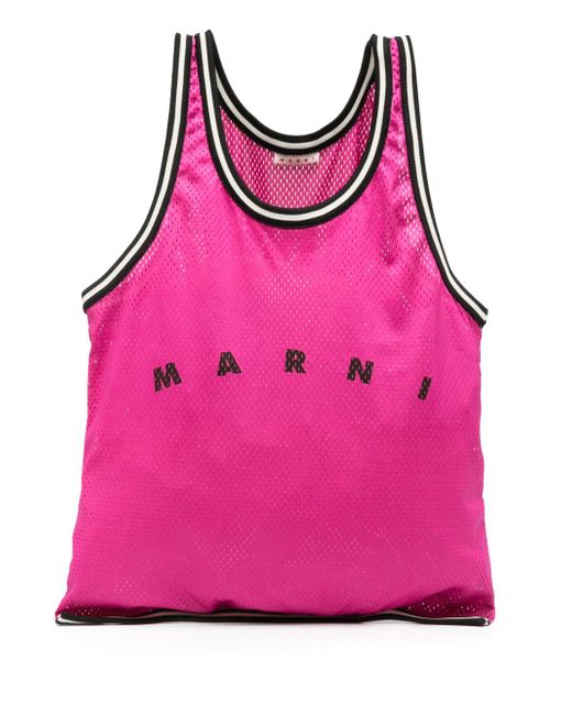Marni logo-print perforated tote bag