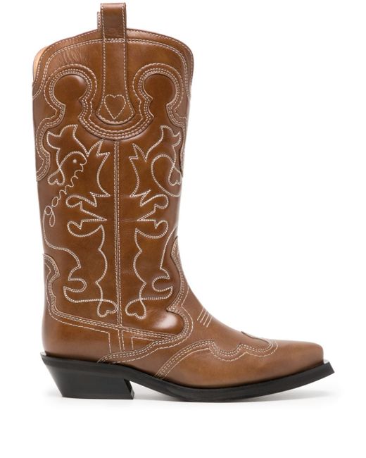 Ganni 40mm leather western boots