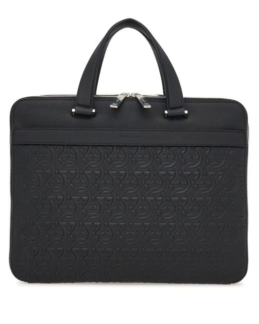 Ferragamo monogram-embossed leather briefcase