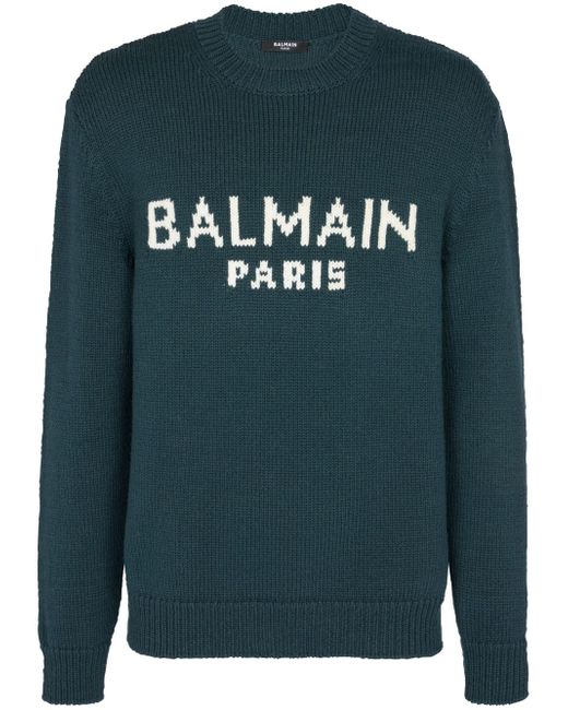 Balmain logo-print knitted jumper
