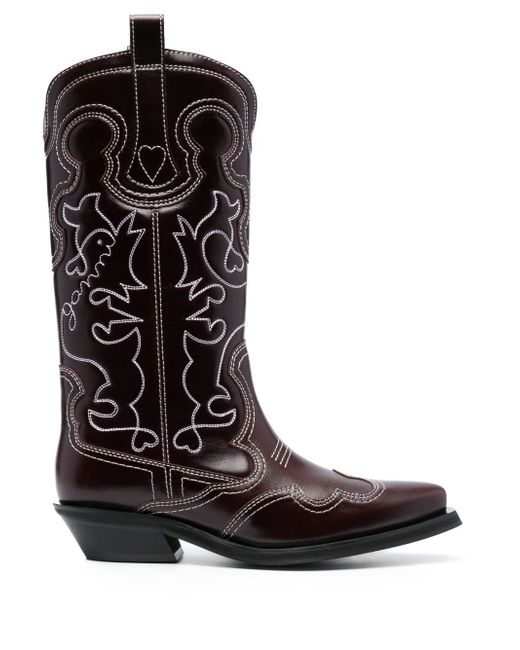 Ganni 40mm mid-calf western boots