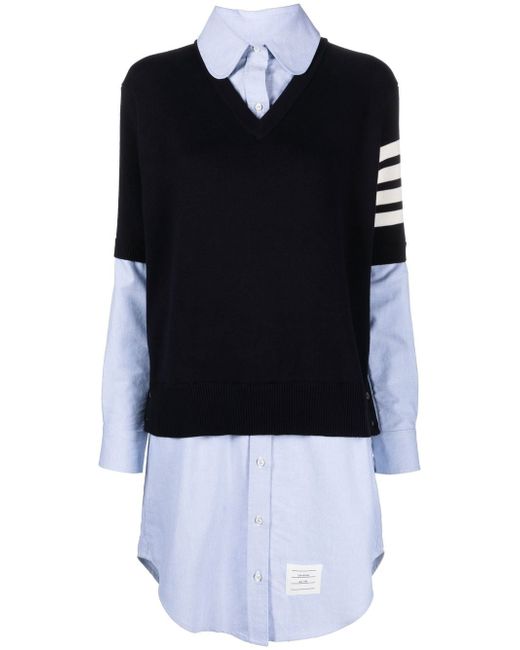 Thom Browne layered stripe-detail shirt dress