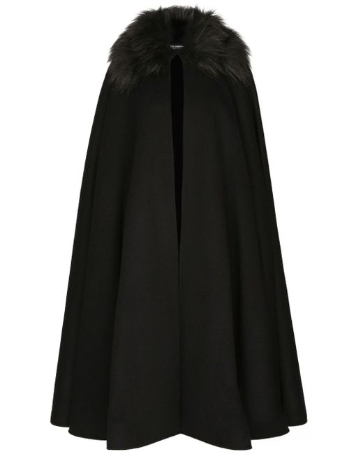 Dolce & Gabbana faux-fur collar cape