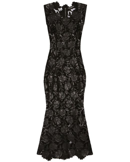 Dolce & Gabbana floral-lace midi dress