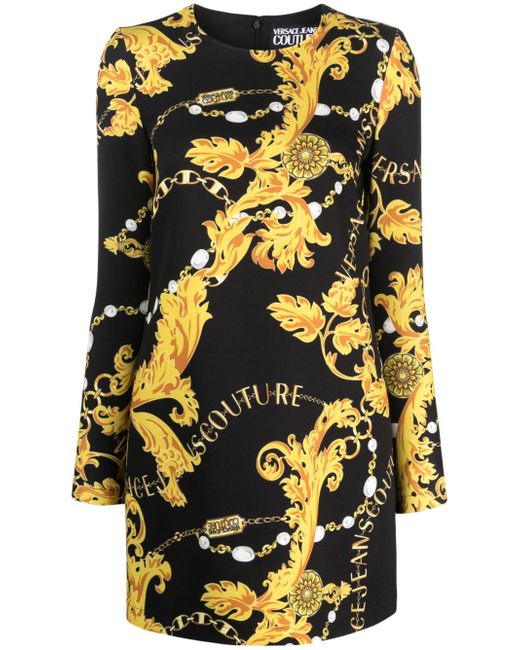 Versace Jeans Couture Baroque-print long-sleeve minidress