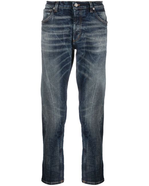 Dondup whiskering-effect cotton jeans