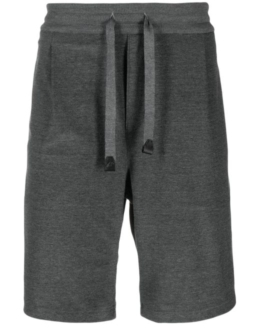 Brioni elasticated flannel track shorts