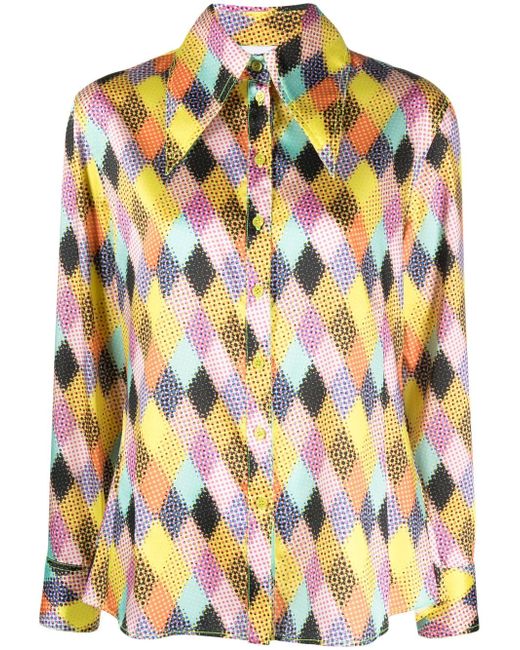 Christopher John Rogers oversized-collar colour-block shirt