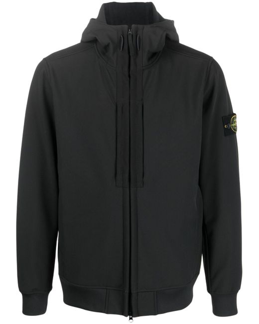 Stone Island Compass-patch zip-up hooded jacket