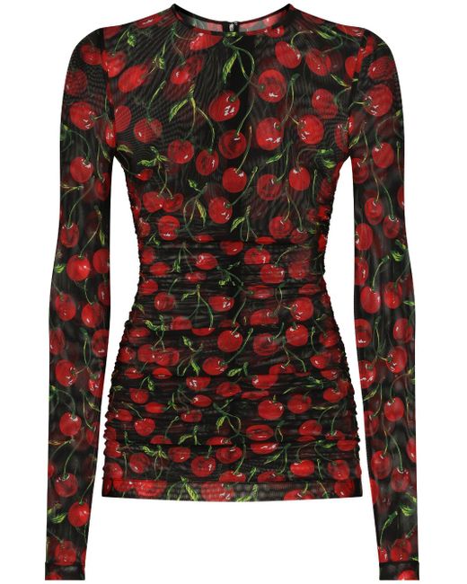 Dolce & Gabbana cherry-print long-sleeve T-shirt