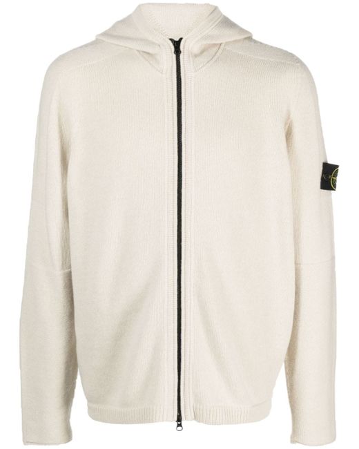 Stone Island Compass-patch knitted zipped hoodie