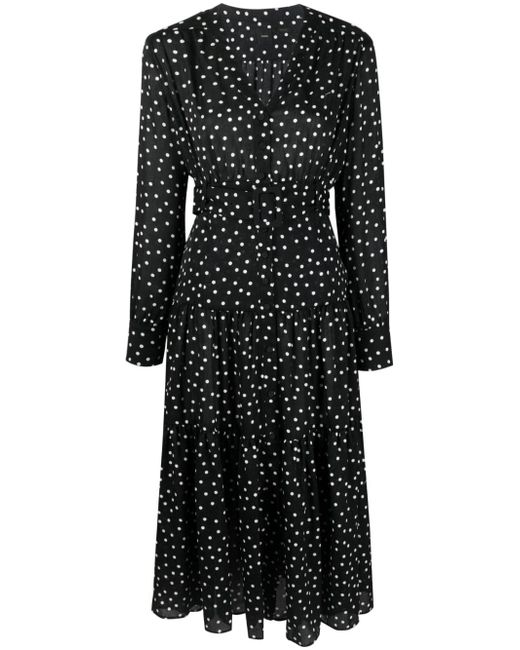 Pinko polka-dot-print belted midi dress