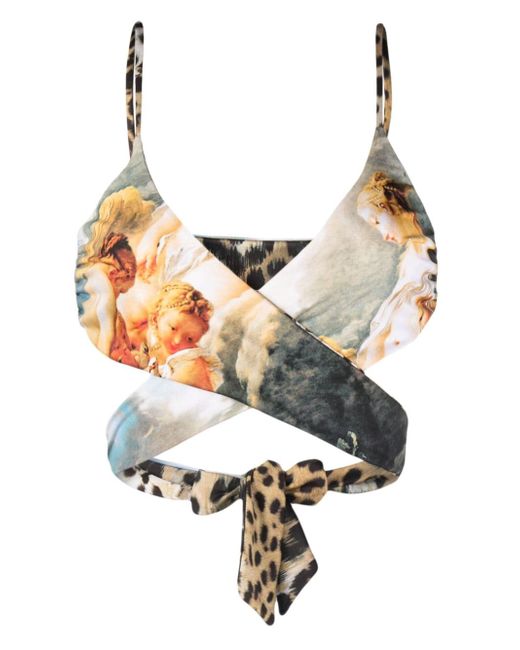 Roberto Cavalli graphic-print reversible bikini top