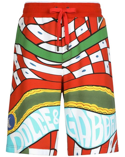 Dolce & Gabbana abstract-pattern drawstring shorts