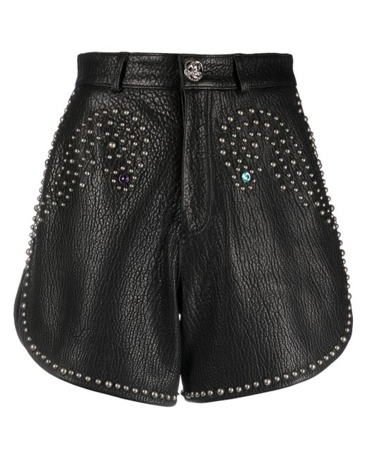 Philipp Plein stud-embellished leather hot pants