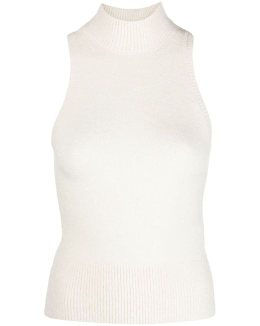 Patou mock-neck sleeveless knitted top