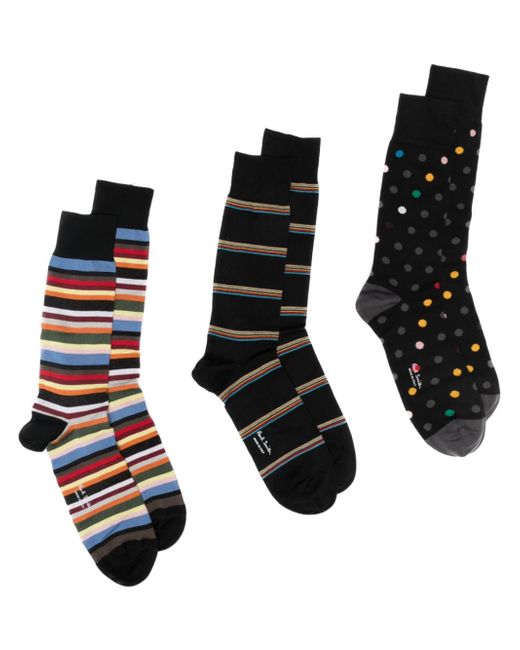 Paul Smith patterned fine-knit socks pack of three