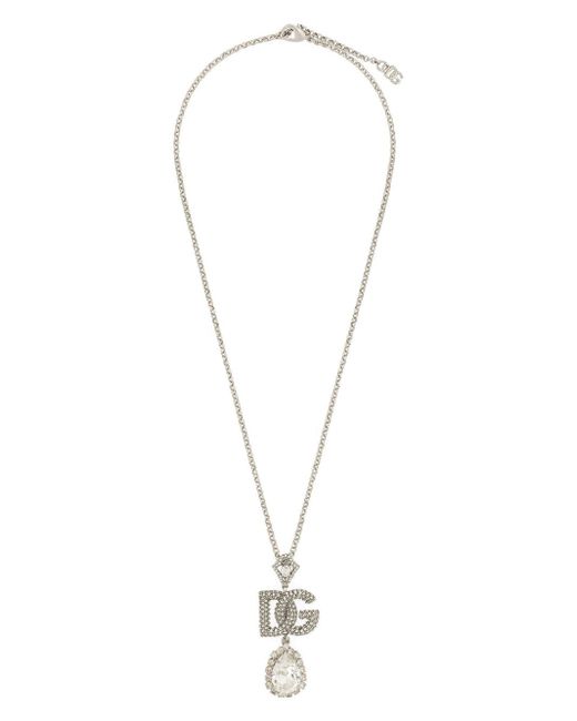 Dolce & Gabbana logo-pendant crystal-embellished necklace