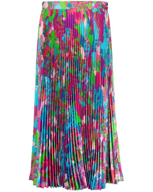 Versace abstract-print pleated midi skirt